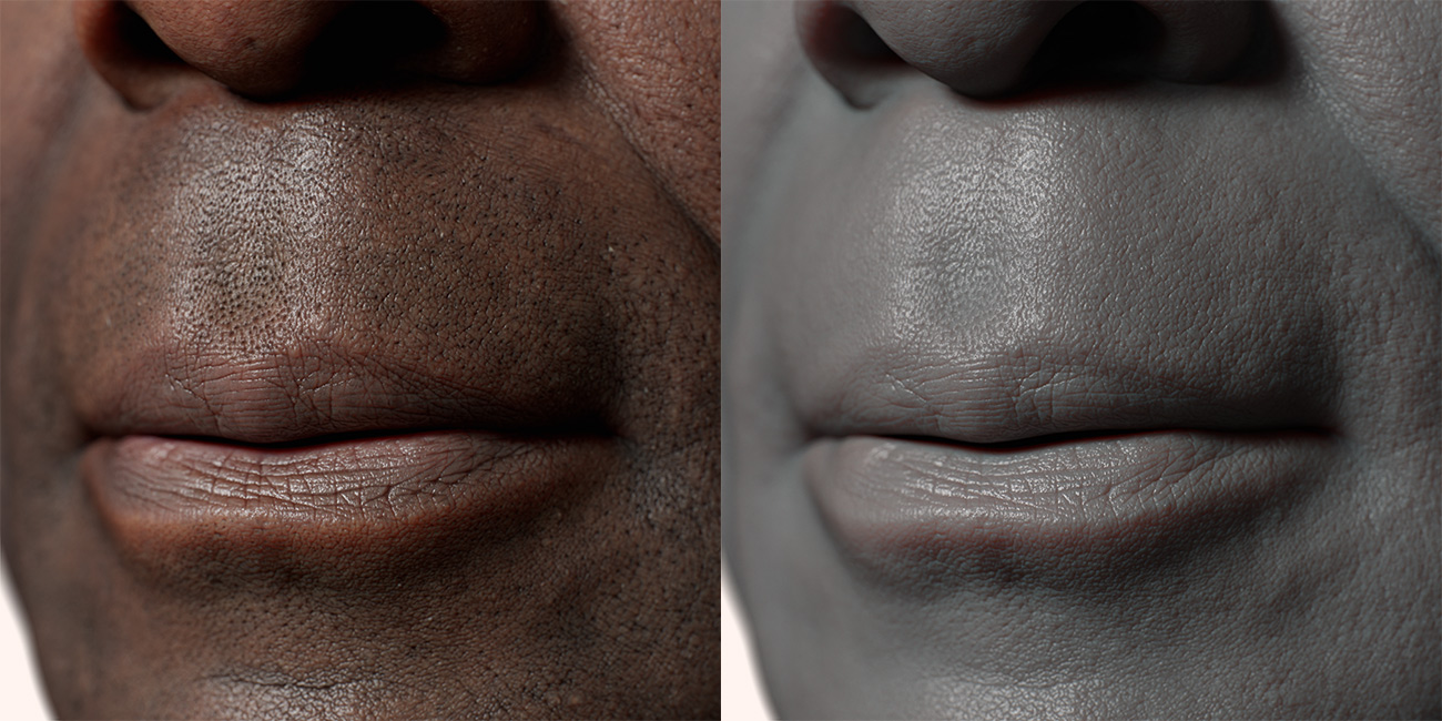 Male head scan skin pore details 